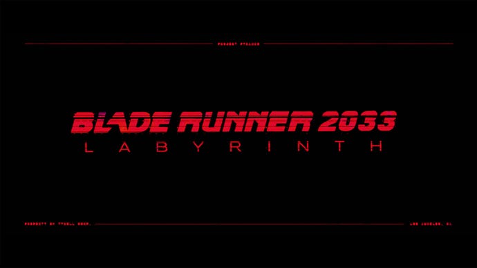 The logo for Blade Runner 2033: Labyrinth, featuring red text on a black background