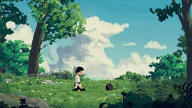 A little girl and her monkey cat sit on some grass in Planet Of Lana