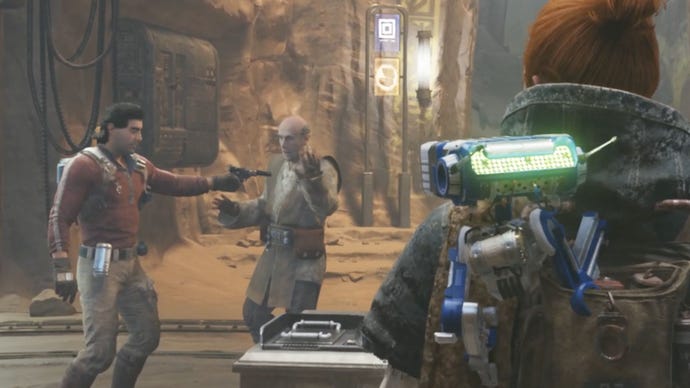 Bode shoots Eno Codova in Star Wars Jedi: Survivor.