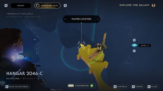 Star Wars Jedi Survivor screenshot showing the location of a force echo on the map.