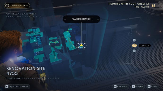 Star Wars Jedi Survivor screenshot showing the location of a Priorite Shard on the map.