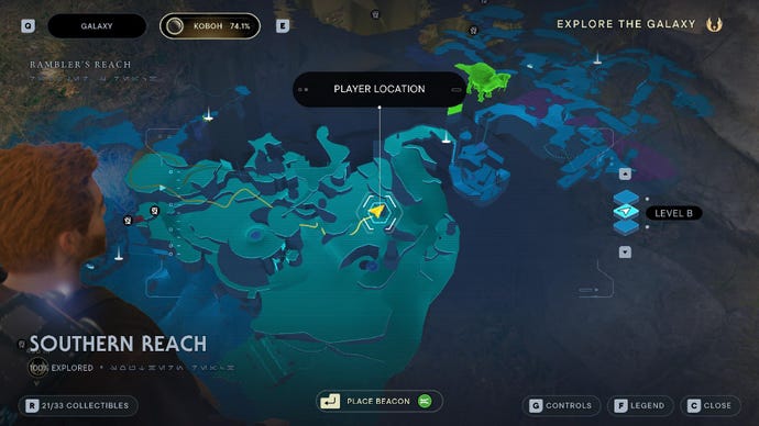 Star Wars Jedi Survivor screenshot showing the location of a seed pod on the map.