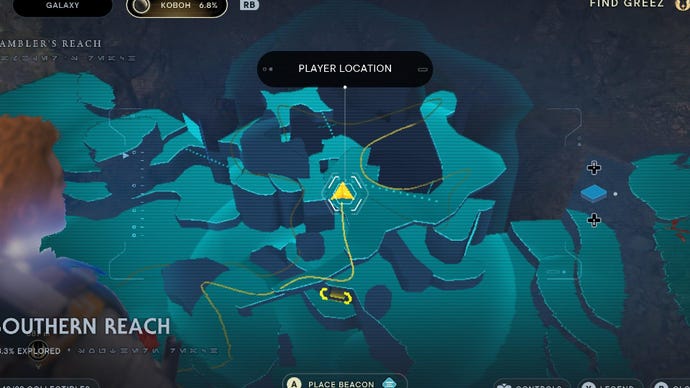 Star Wars Jedi Survivor screenshot showing the location of a seed pod on a map.